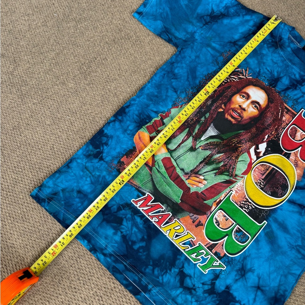 Vintage Y2K Bob Marley Hot Ice Blue Tie Dye Rap Tee T Shirt Men’s Size Large - Picture 7 of 8